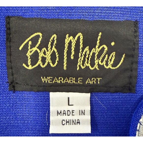 Bob Mackie Wearable Art Blue Embroidered Long Sleeve Womens Top Size L Tunic - Picture 6 of 7
